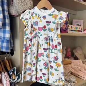 Stella McCartney Kids White Floral & Critter Ruffle Dress